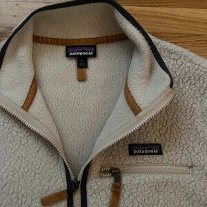Patagonia Jacket Womens Large Beige Retro Pile Fleece Pullover